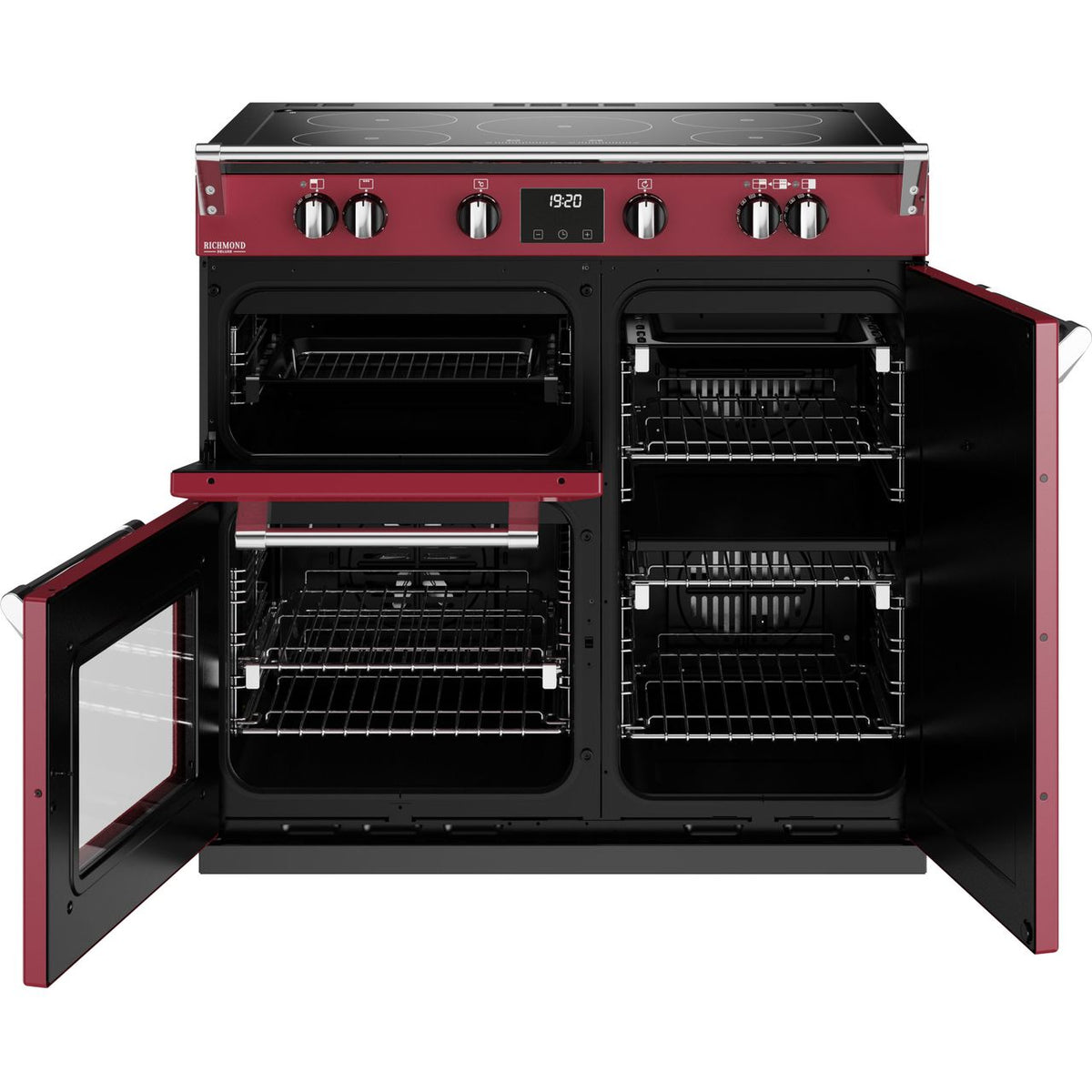 Stoves Richmond Deluxe ST DX RICH D900Ei TCH CRE Electric Range Cooker with Induction Hob - Chilli Red - A-A Rated