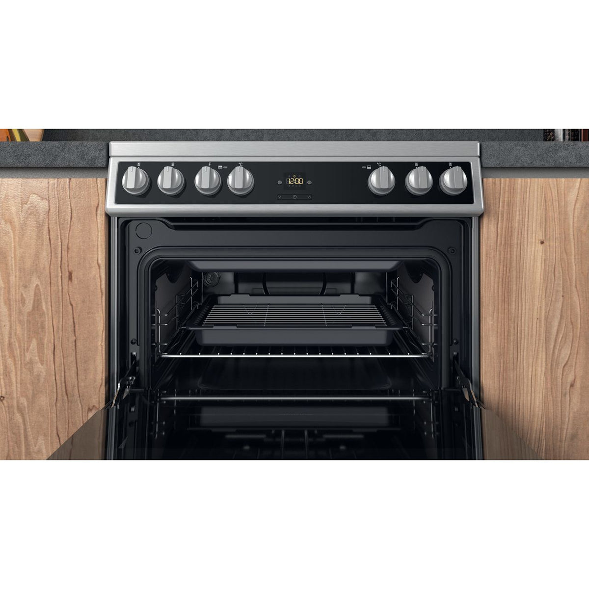 Hotpoint HDT67V9H2CX-UK Electric Cooker with Ceramic Hob - Silver - A-A Rated