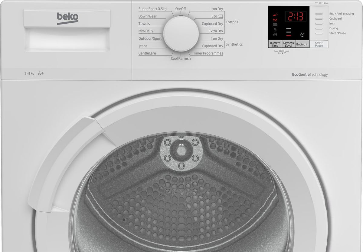 Beko DTLP81151W 8Kg Heat Pump Tumble Dryer - White - A+ Rated