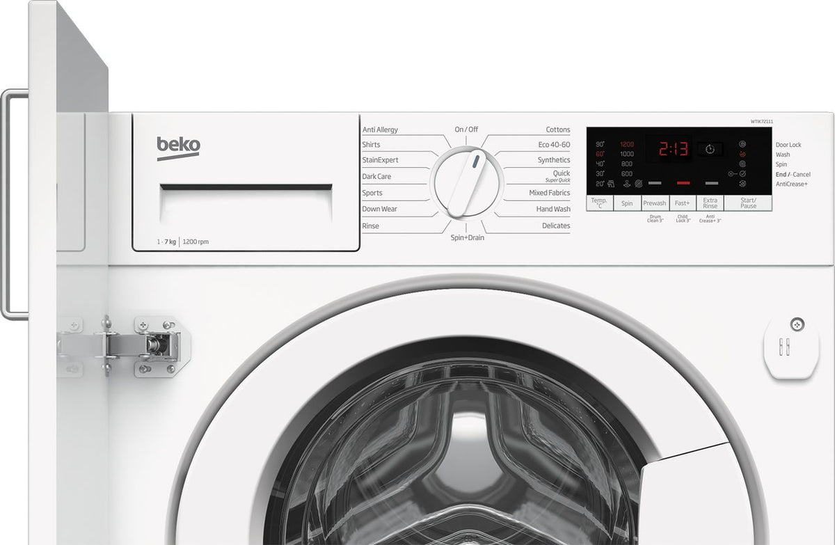 Beko WTIK72111 Integrated 7kg Washing Machine with 1200 rpm - White - C Rated