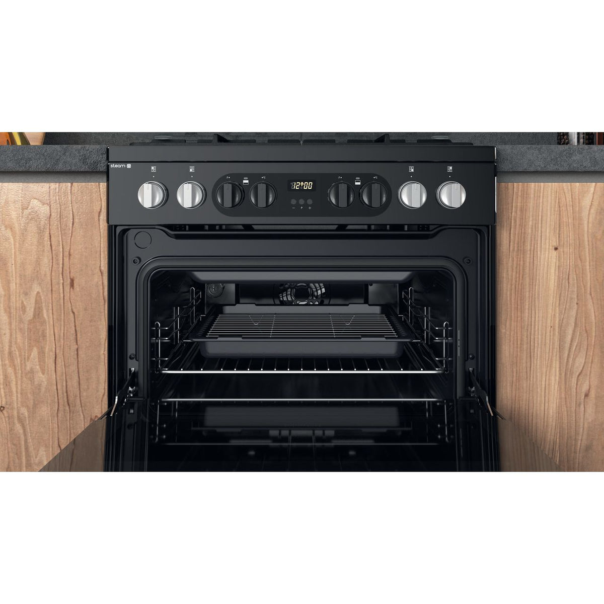 Hotpoint HDM67G8CCB-UK Dual Fuel Cooker - Black - A-A Rated