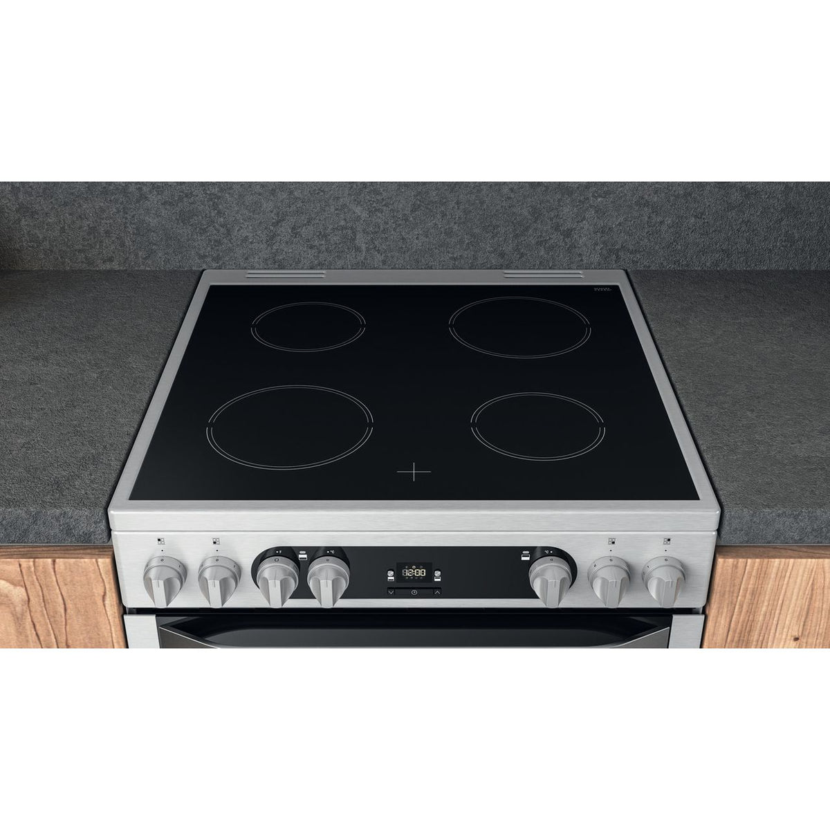 Hotpoint HDM67V9HCX-UK Electric Cooker with Ceramic Hob - Silver - A-A Rated