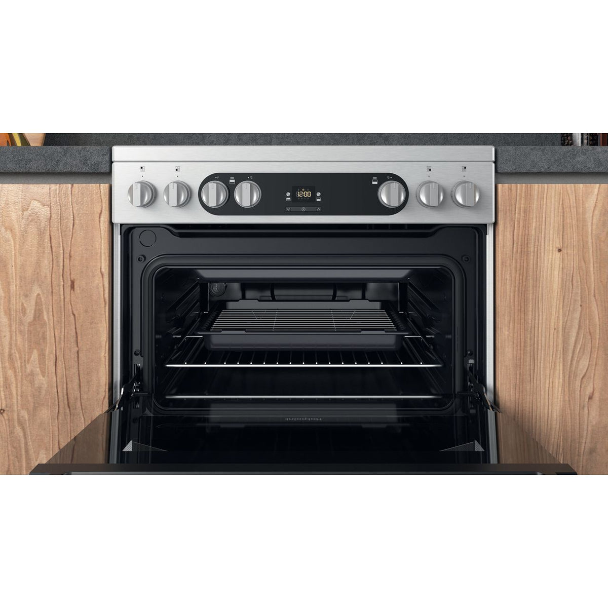 Hotpoint HDM67V9HCX-UK Electric Cooker with Ceramic Hob - Silver - A-A Rated