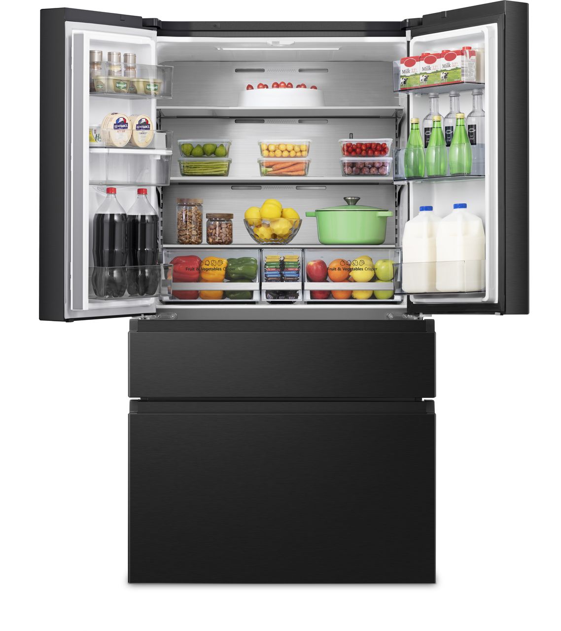 Hisense PureFlat RF749N4SWFE Non-Plumbed Frost Free American Fridge Freezer - Black - Stainless Steel - E Rated