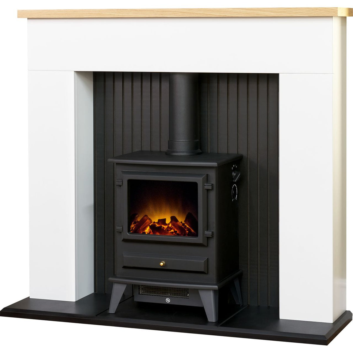 Adam Fires Innsbruck 25940 Log Effect Electric Stove - White