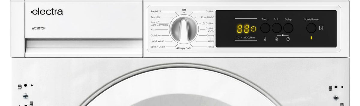 Electra W1251CT0IN Integrated 8kg Washing Machine with 1200 rpm - White - D Rated