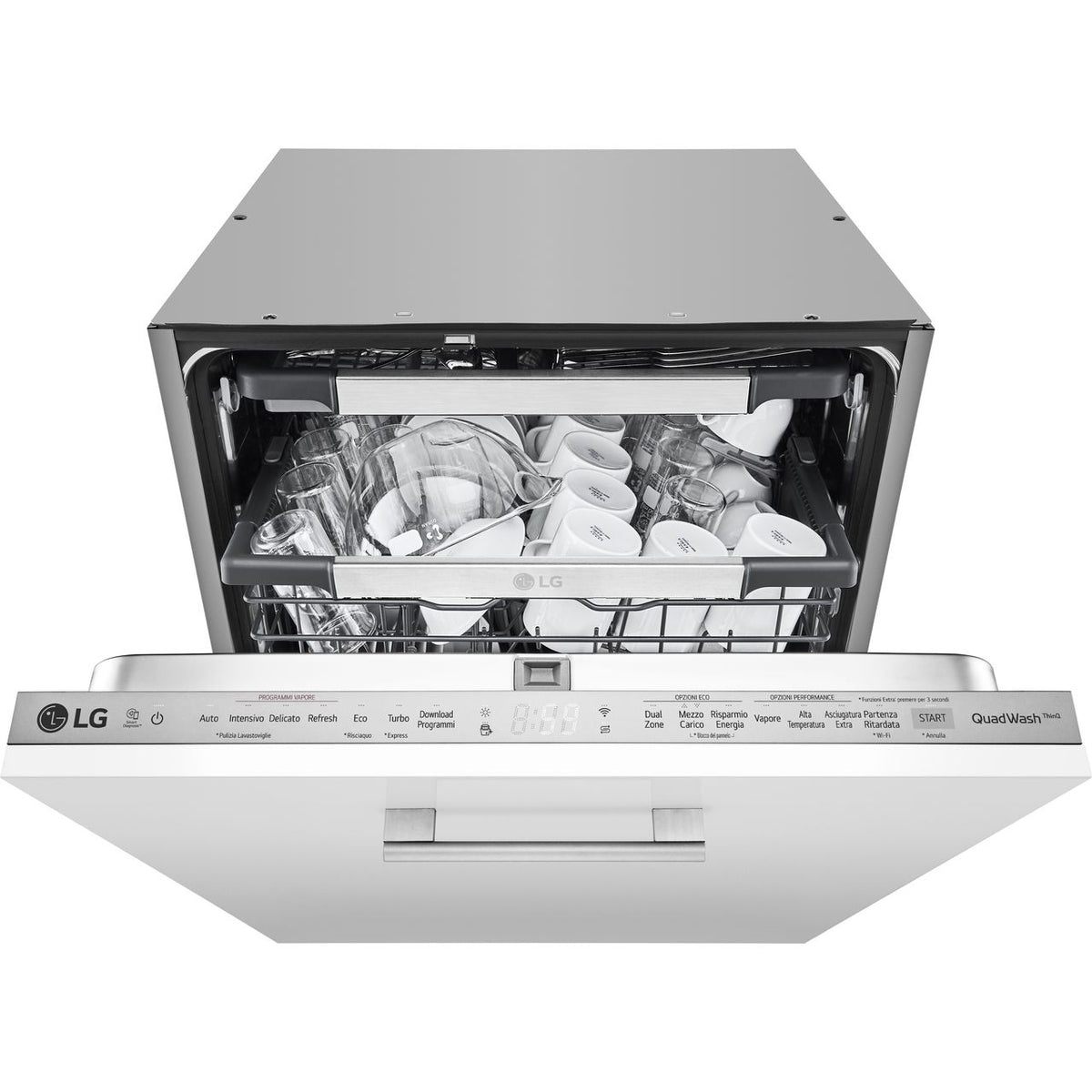 LG TrueSteam™ QuadWash™ DB425TXS Wifi Connected Fully Integrated Standard Dishwasher - Stainless Steel Control Panel with Fixed Door Fixing Kit - D Rated