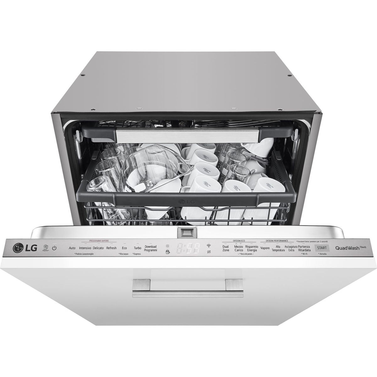 LG TrueSteam™ QuadWash™ DB325TXS Wifi Connected Fully Integrated Standard Dishwasher - Stainless Steel Control Panel with Fixed Door Fixing Kit - E Rated