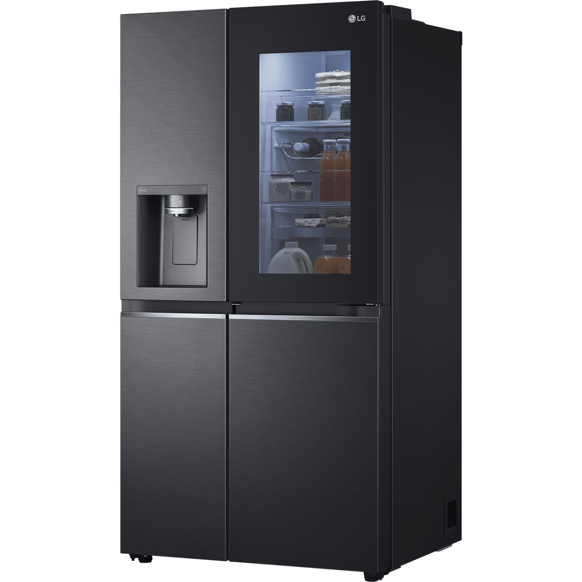 LG InstaView™ ThinQ™ GSXV91MCAE Wifi Connected Non-Plumbed Total No Frost American Fridge Freezer - Matte Black - E Rated