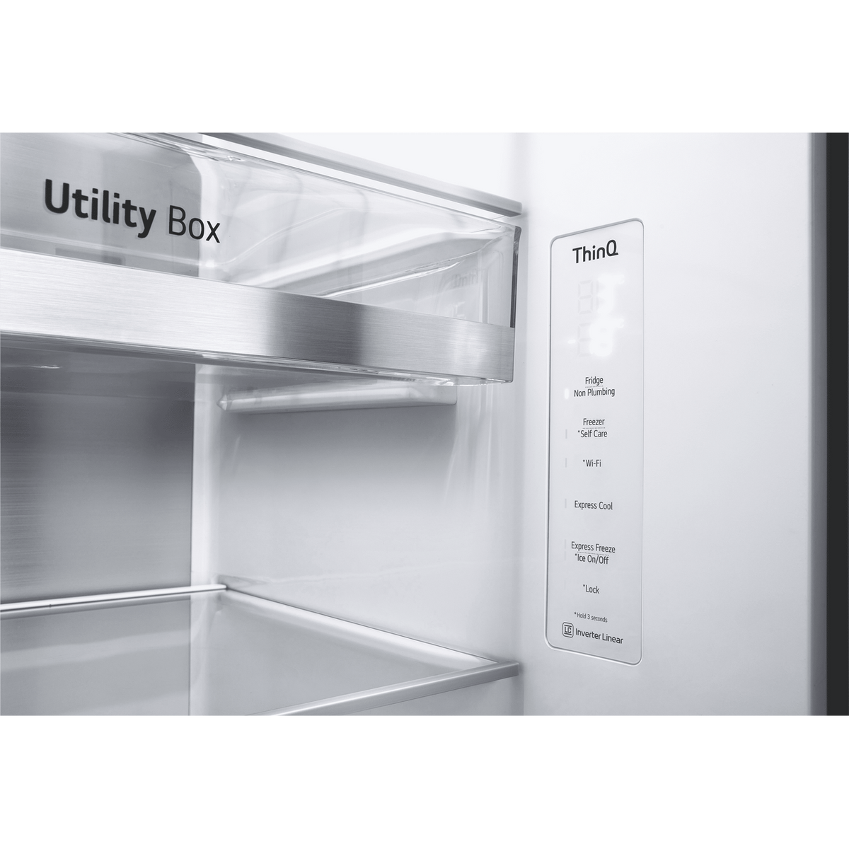 LG InstaView™ ThinQ™ GSXV91MCAE Wifi Connected Non-Plumbed Total No Frost American Fridge Freezer - Matte Black - E Rated