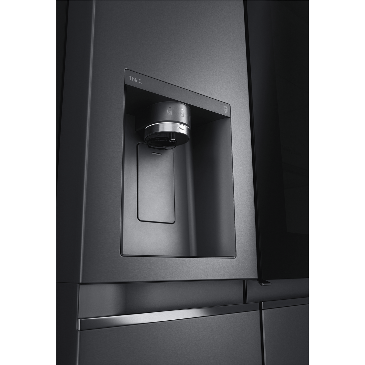 LG InstaView™ ThinQ™ GSXV91MCAE Wifi Connected Non-Plumbed Total No Frost American Fridge Freezer - Matte Black - E Rated