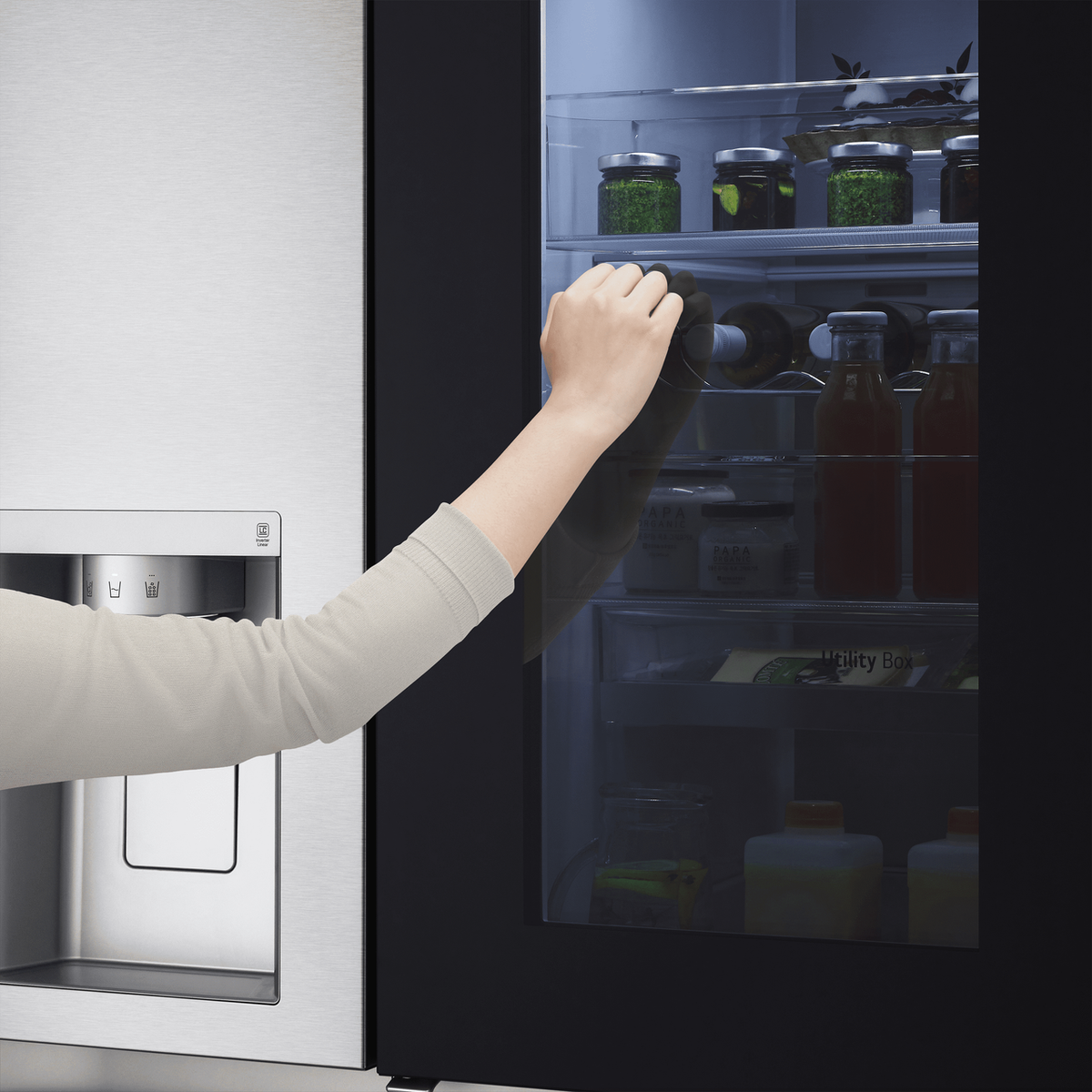 LG GSXV91BSAE Wifi Connected Non-Plumbed American Fridge Freezer with InstaView™ ThinQ™, UVnano™ Tech, NatureFRESH™