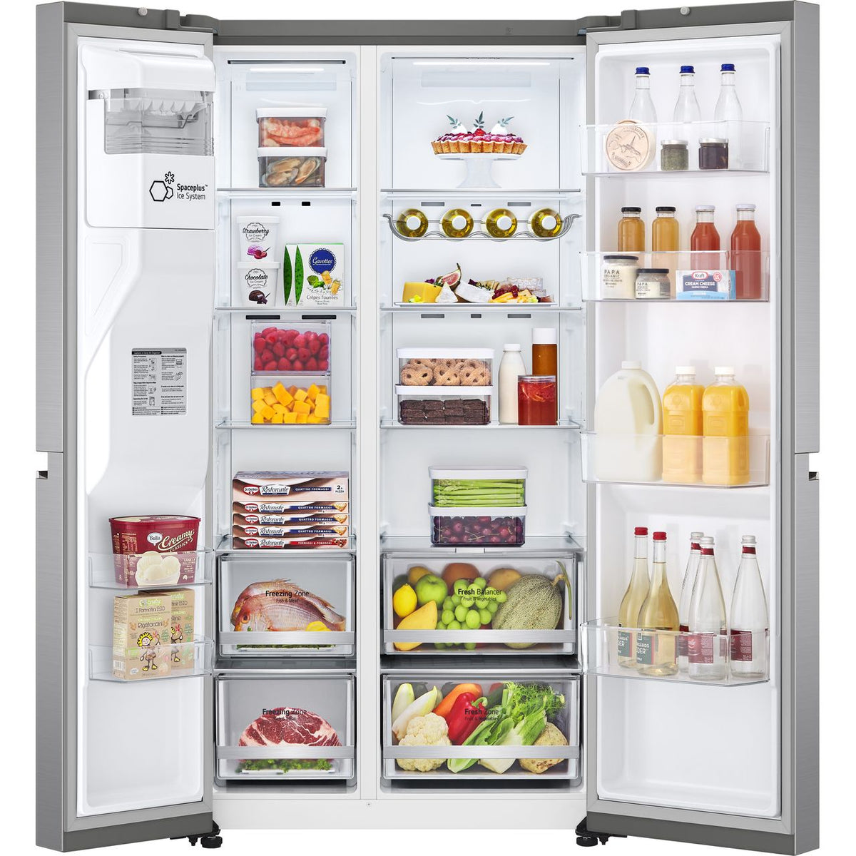 LG NatureFRESH™ GSLA80PZLD Wifi Connected Plumbed Frost Free American Fridge Freezer - Shiny Steel - D Rated