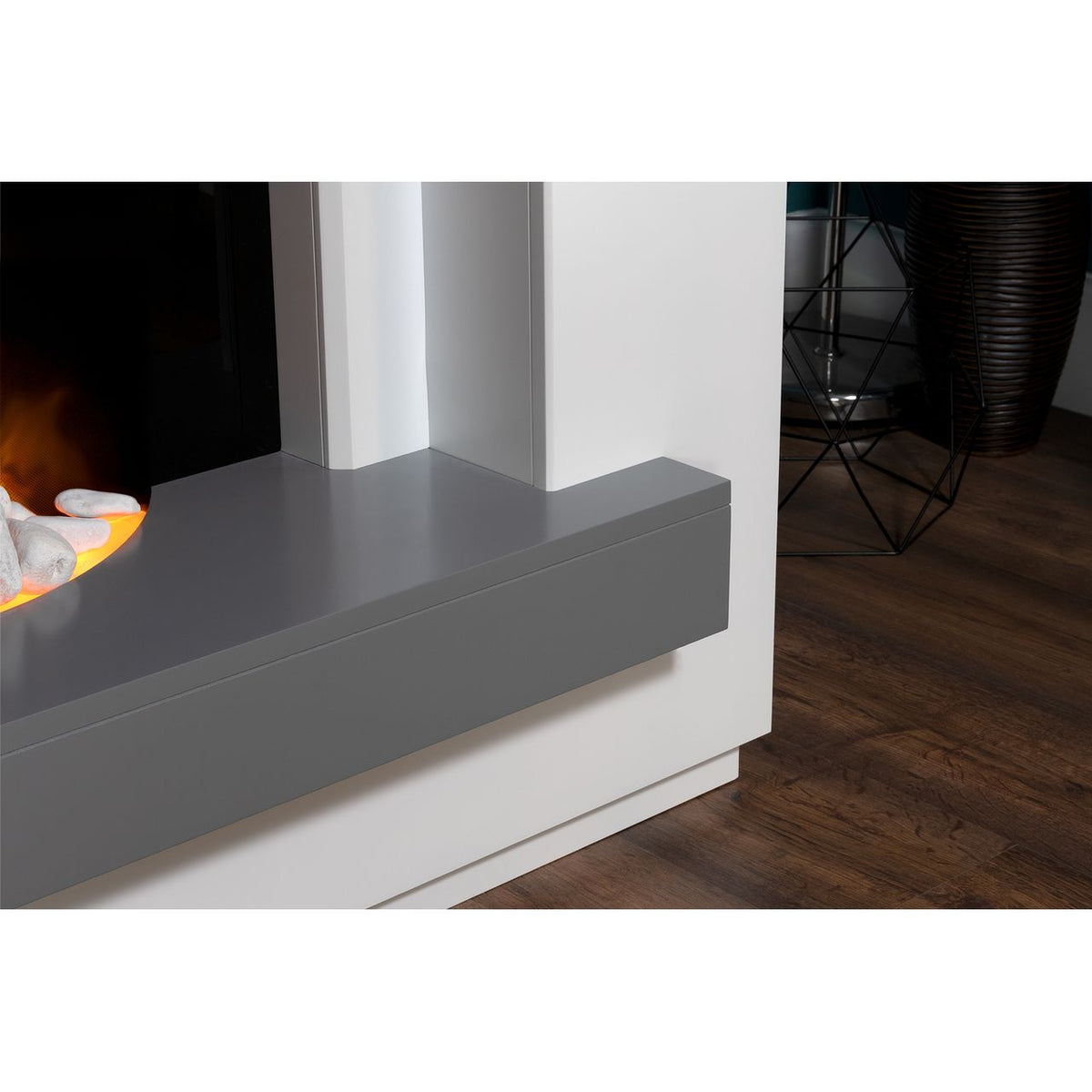 Adam Fires Sambro 21709 Pebble Suite And Surround Fireplace - Grey - White