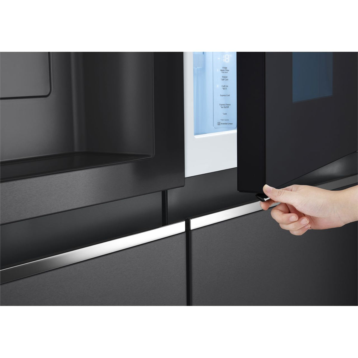 LG InstaView™ ThinQ™ CraftIce™ GSXV90MCDE Wifi Connected Plumbed Frost Free American Fridge Freezer - Black - E Rated