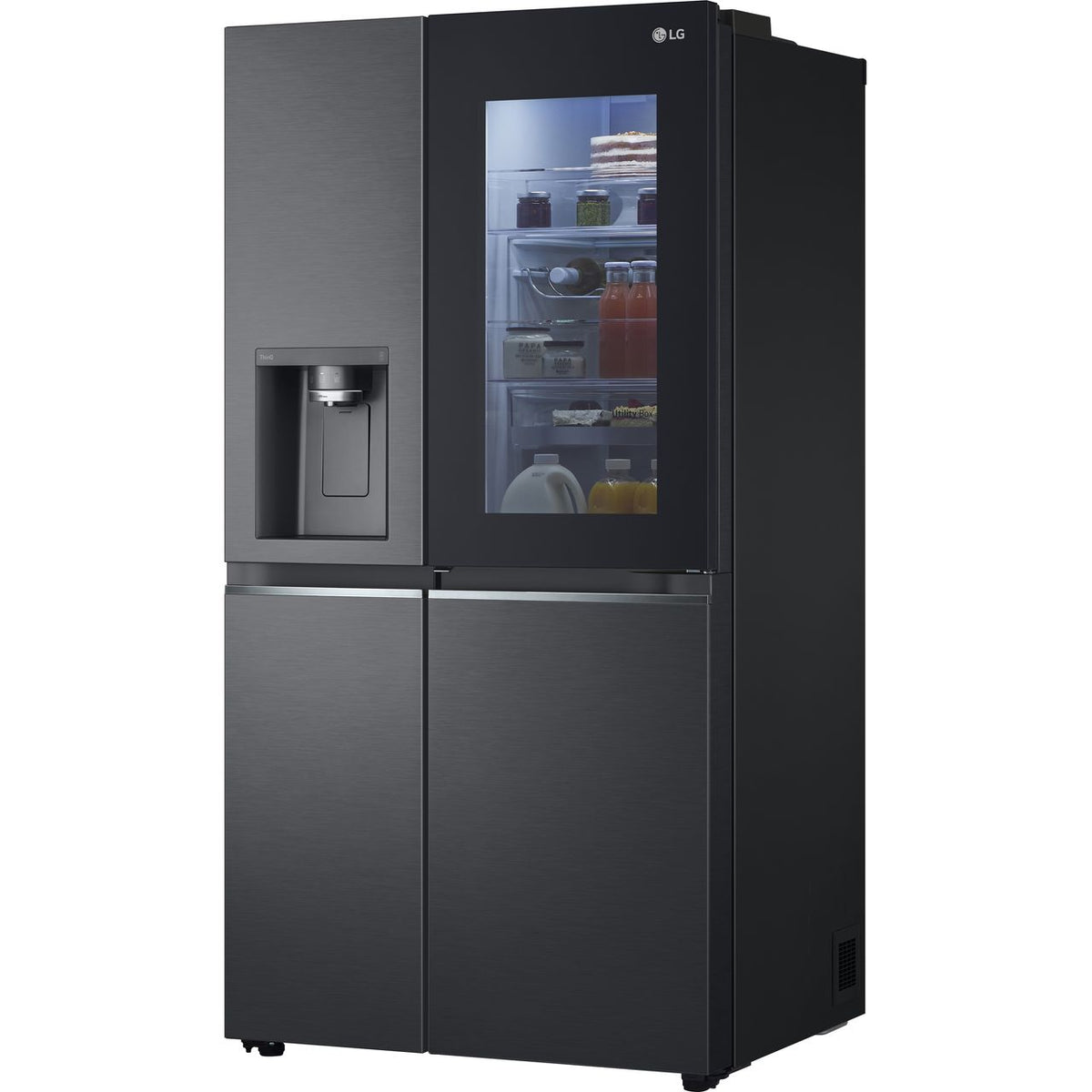 LG InstaView™ ThinQ™ CraftIce™ GSXV90MCDE Wifi Connected Plumbed Frost Free American Fridge Freezer - Black - E Rated