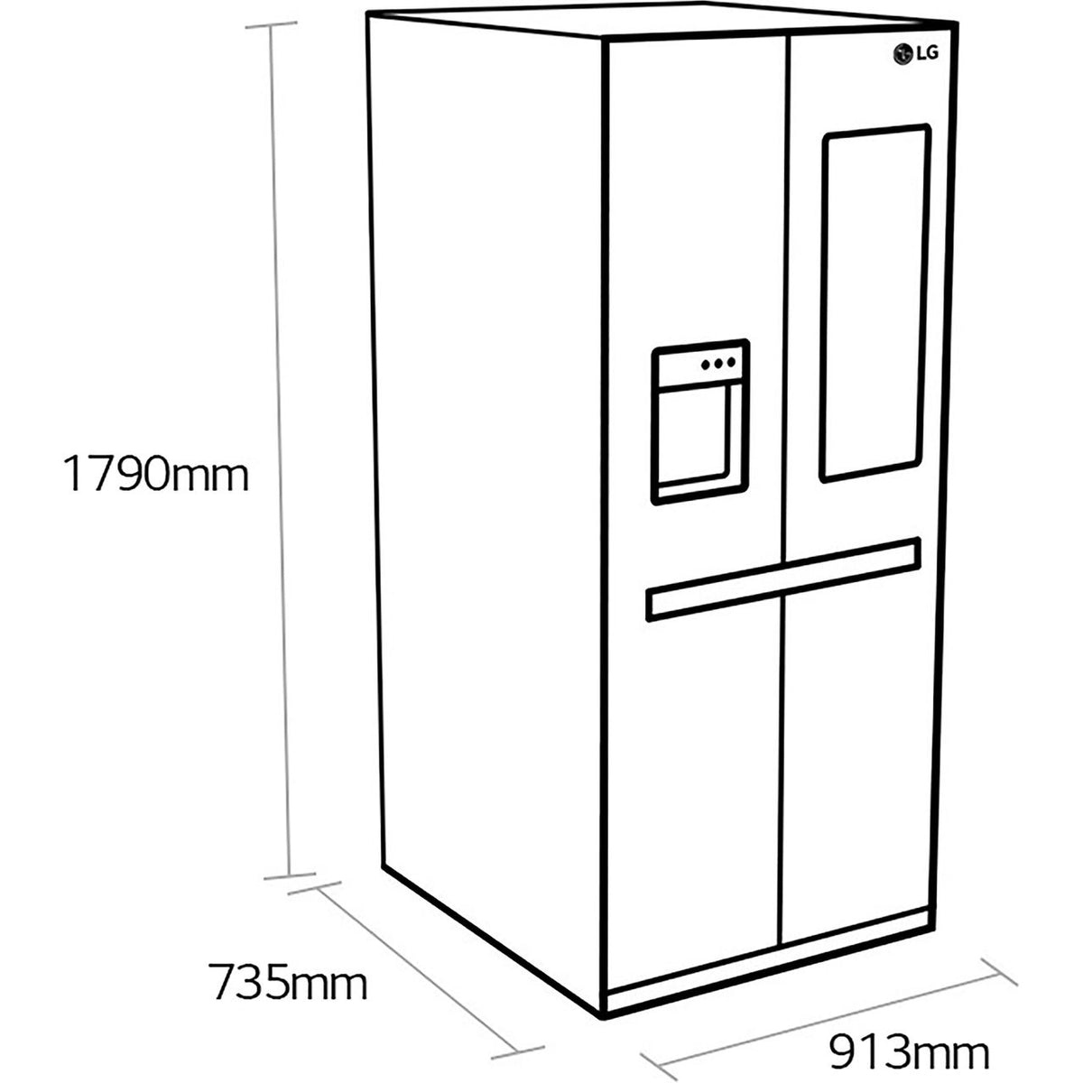 LG InstaView™ ThinQ™ CraftIce™ GSXV90MCDE Wifi Connected Plumbed Frost Free American Fridge Freezer - Black - E Rated