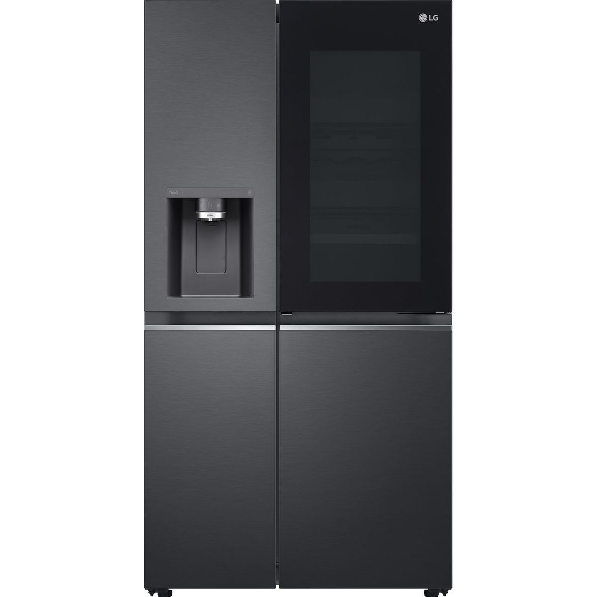 LG InstaView™ ThinQ™ CraftIce™ GSXV90MCDE Wifi Connected Plumbed Frost Free American Fridge Freezer - Black - E Rated