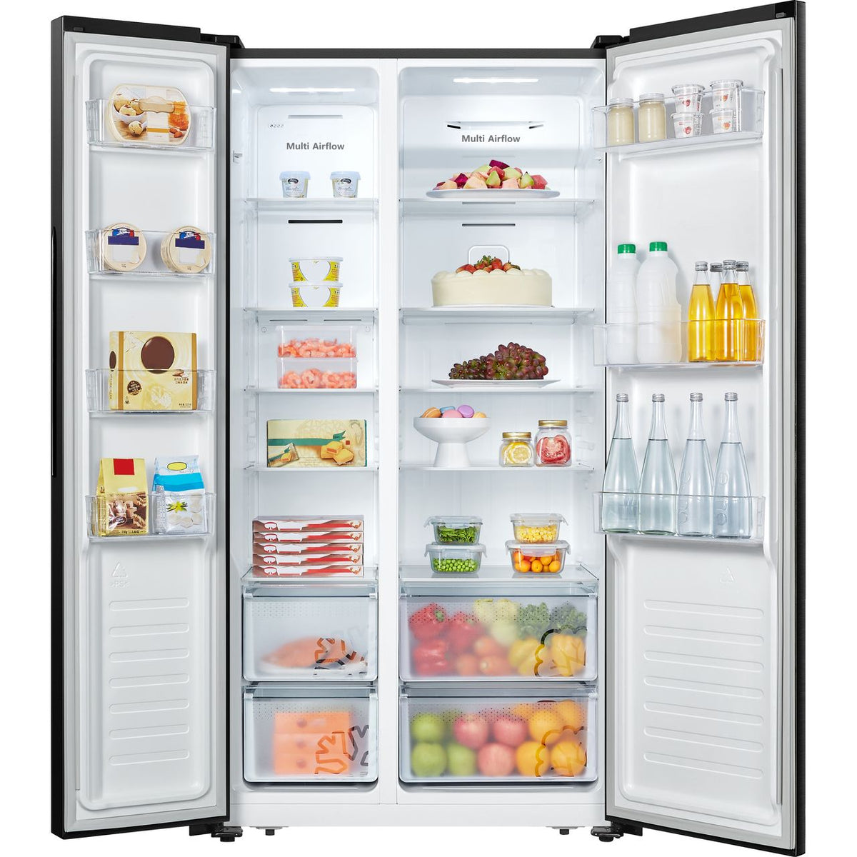 Fridgemaster MS91520BFF Frost Free American Fridge Freezer - Black - F Rated