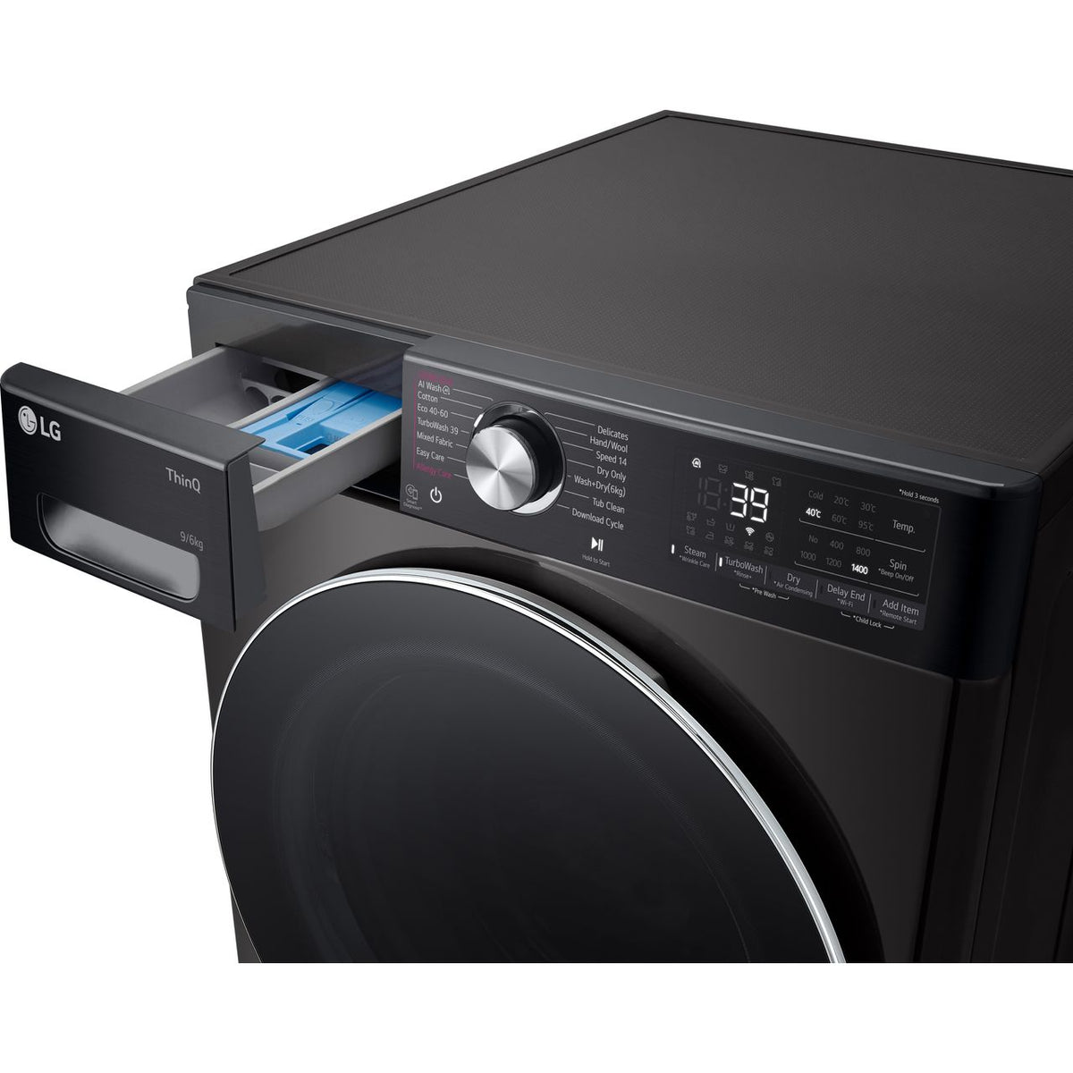 LG FWY996BCTN4 Wifi Connected 9Kg - 6Kg Washer Dryer with 1400 rpm - Platinum Black - D Rated