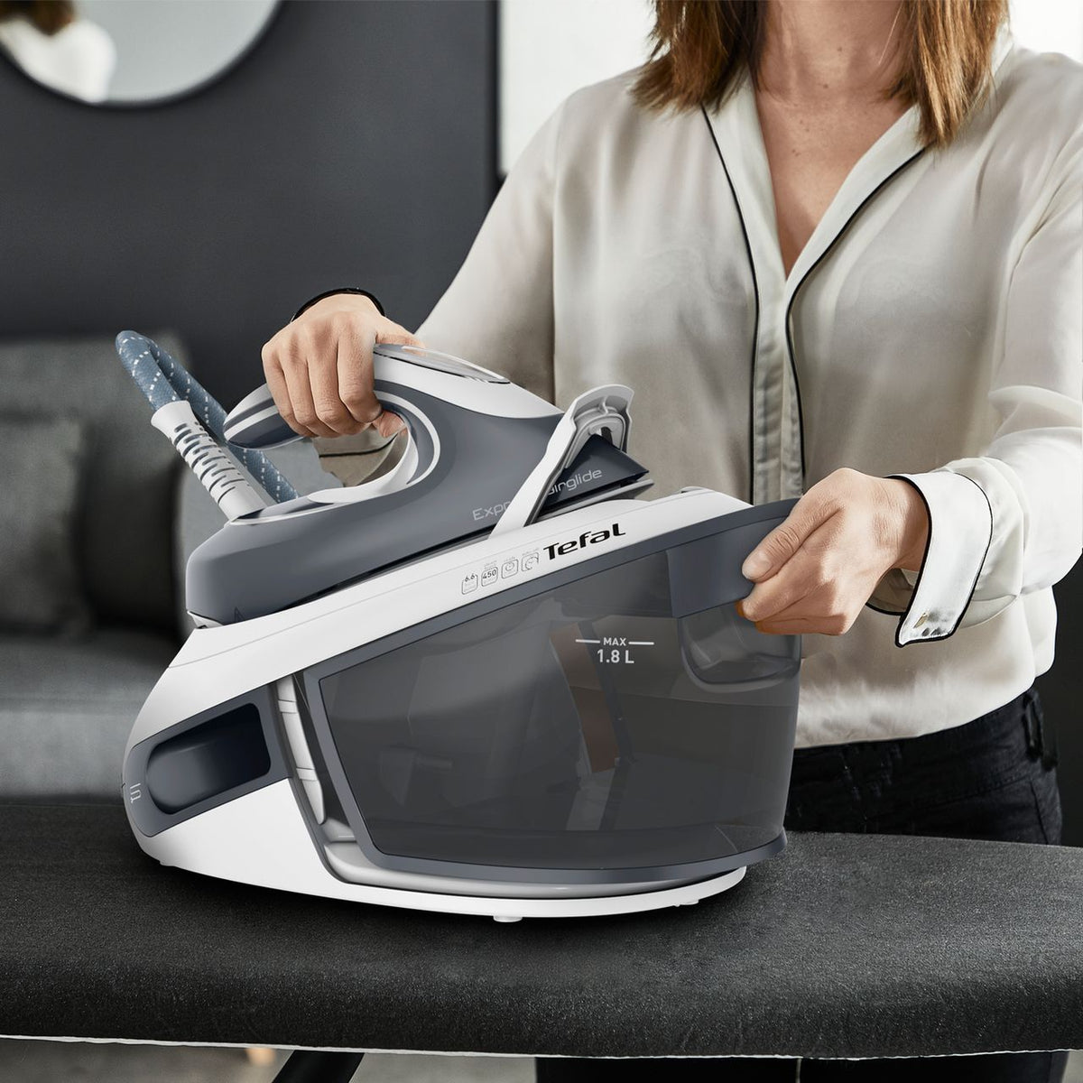 Tefal Express Airglide SV8020G0 Pressurised Steam Generator Iron - Grey - White