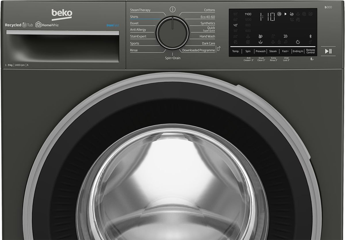 Beko IronFast RecycledTub® B3W5941IG 9kg Washing Machine with 1400 rpm - Graphite - A Rated