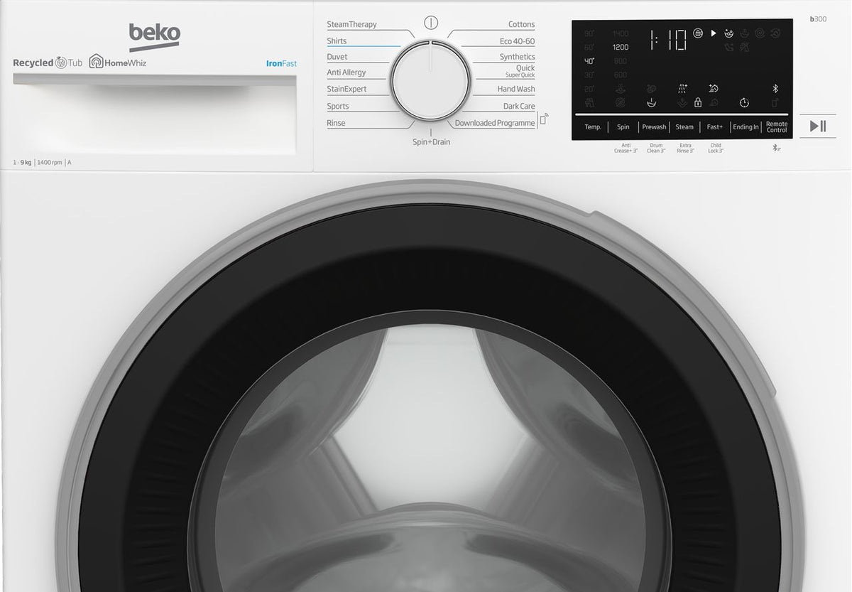 Beko IronFast RecycledTub® B3W5941IW 9kg Washing Machine with 1400 rpm - White - A Rated