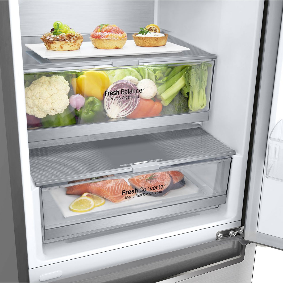 LG NatureFRESH™ GBB92STACP1 Wifi Connected 70-30 Frost Free Fridge Freezer - Stainless Steel - C Rated