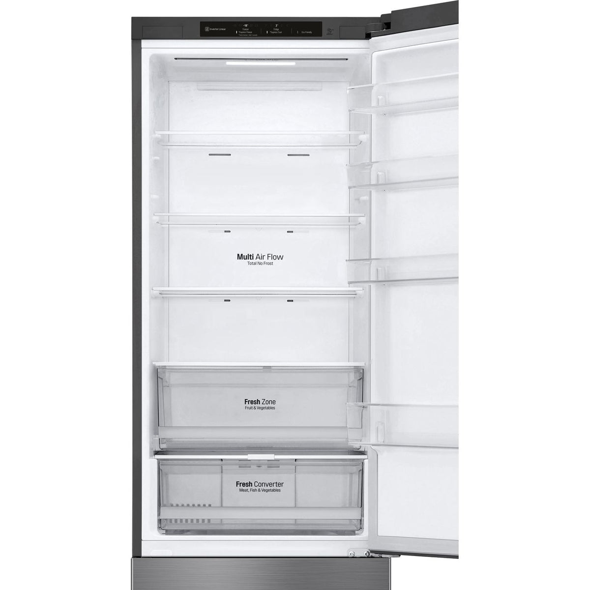 LG NatureFRESH™ GBP62PZNBC 70-30 Frost Free Fridge Freezer - Silver - B Rated