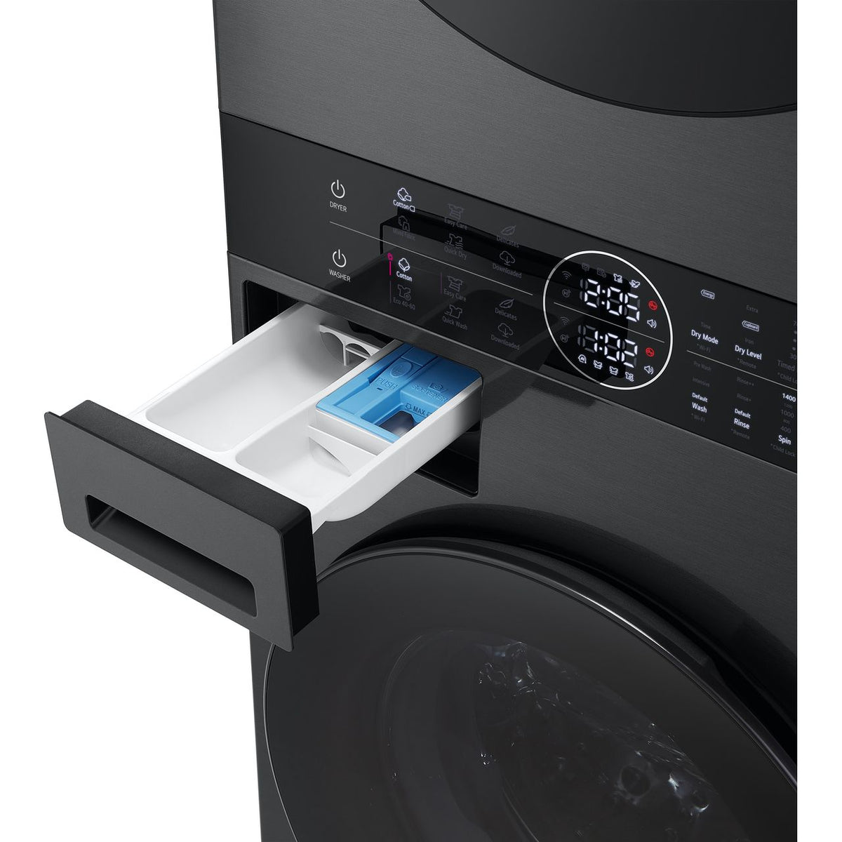 LG WashTower™ WT1210BBTN1 Wifi Connected 12Kg - 10Kg Washer Dryer with 1400 rpm - Platinum Black - A Rated