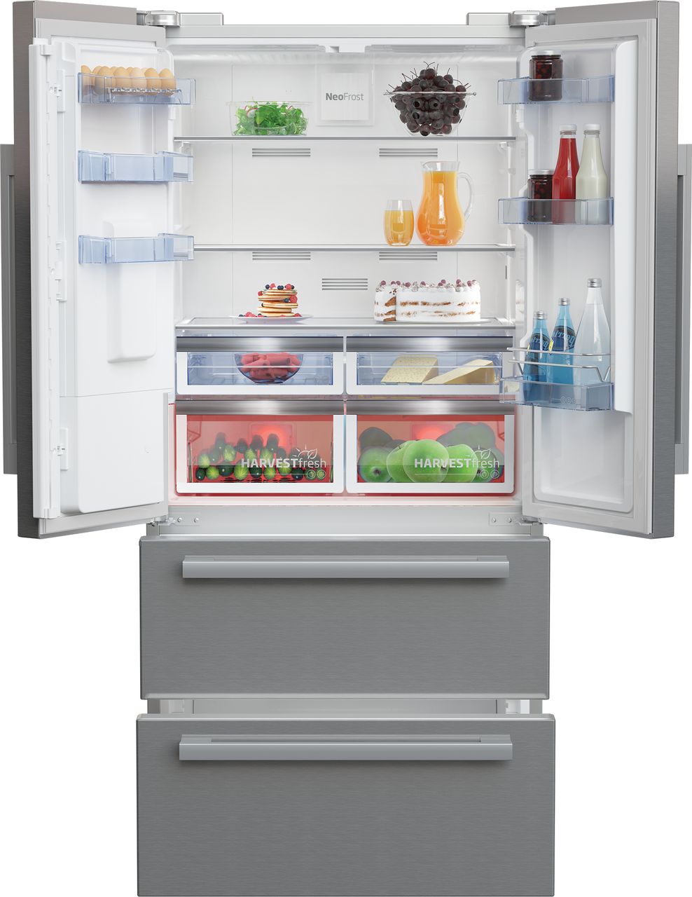 Beko HarvestFresh™ GNE460520DVPX Plumbed Frost Free American Fridge Freezer - Stainless Steel Effect - E Rated