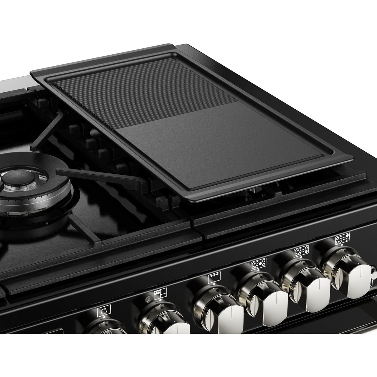 Stoves Sterling Deluxe ST DX STER D1100DF BK 110cm Dual Fuel Range Cooker - Black - A-A-A Rated