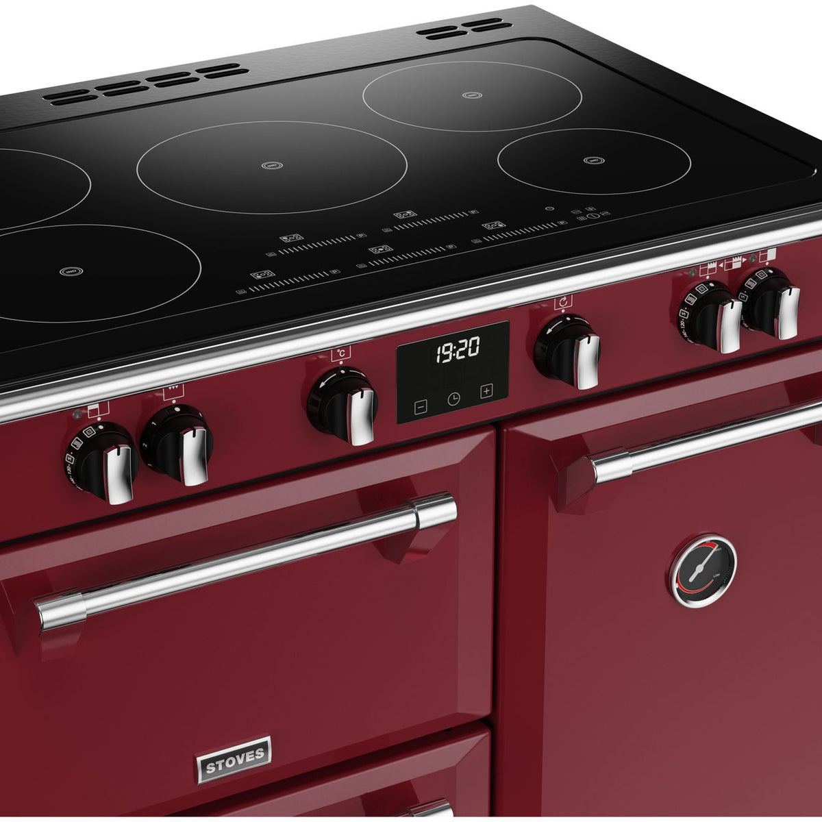 Stoves Richmond Deluxe ST DX RICH D900Ei TCH CRE Electric Range Cooker with Induction Hob - Chilli Red - A-A Rated