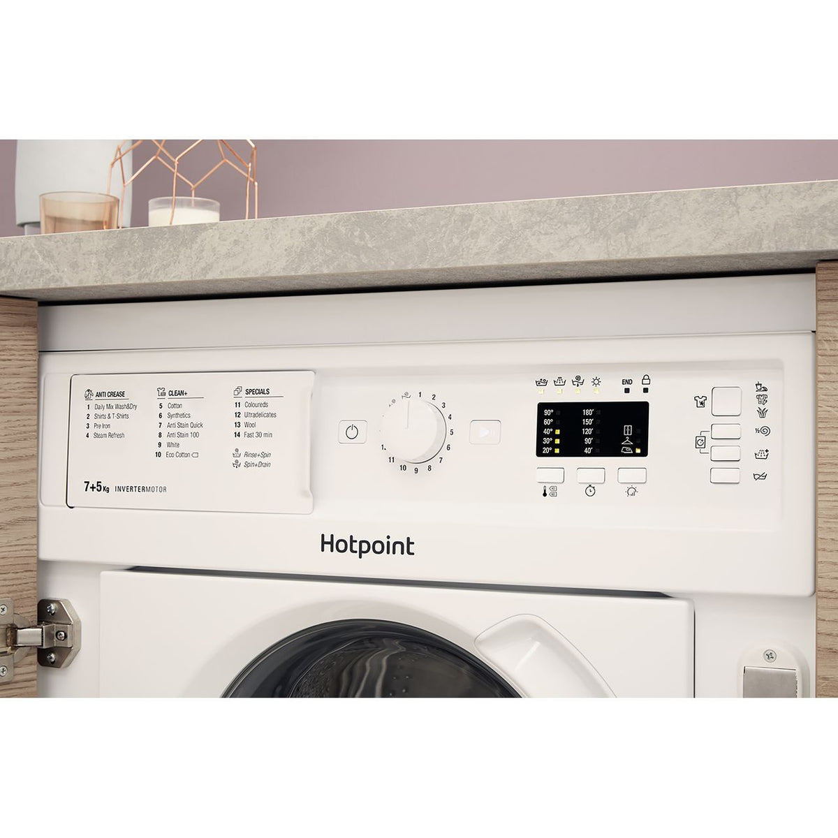 Hotpoint BIWDHG75148UKN Integrated 7Kg - 5Kg Washer Dryer with 1400 rpm - White - E Rated