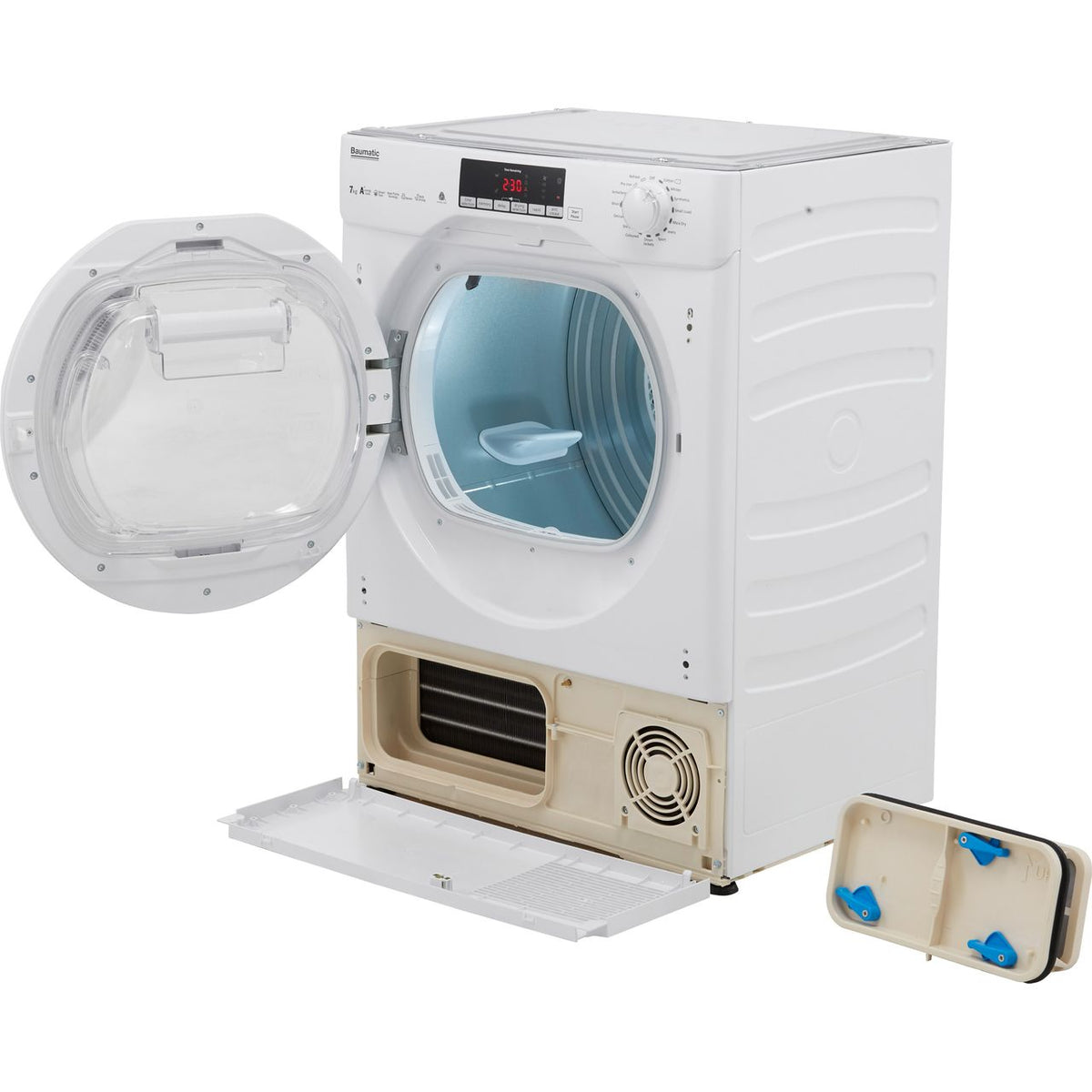 Baumatic BBTDH7A1TE Integrated 7Kg Heat Pump Tumble Dryer - White - A+ Rated