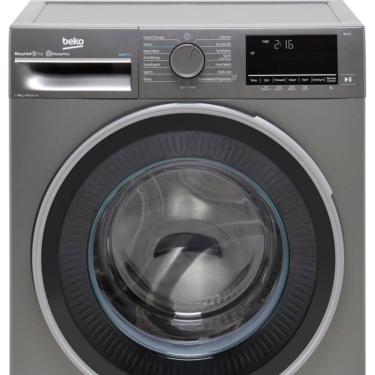 Beko B3W5841IG 8kg Washing Machine with 1400 rpm - Graphite - A Rated