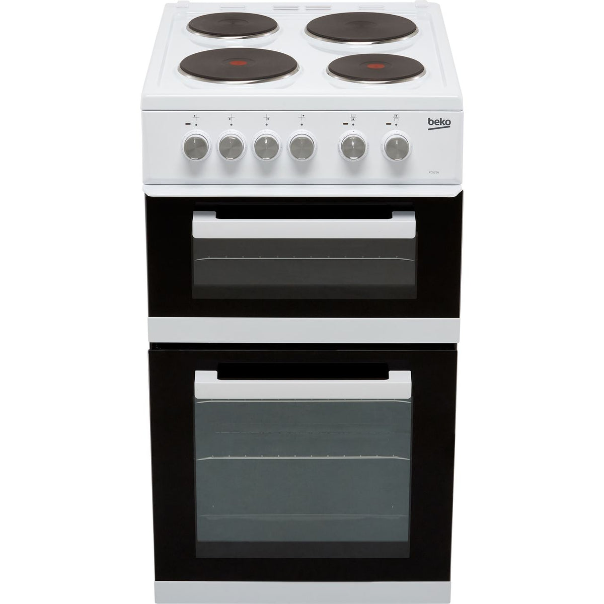 Beko KD531AW 50cm Electric Cooker with Solid Plate Hob - White - A Rated