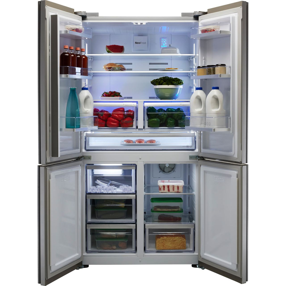 Beko MN1436224DPS Plumbed Frost Free American Fridge Freezer - Stainless Steel Effect - F Rated