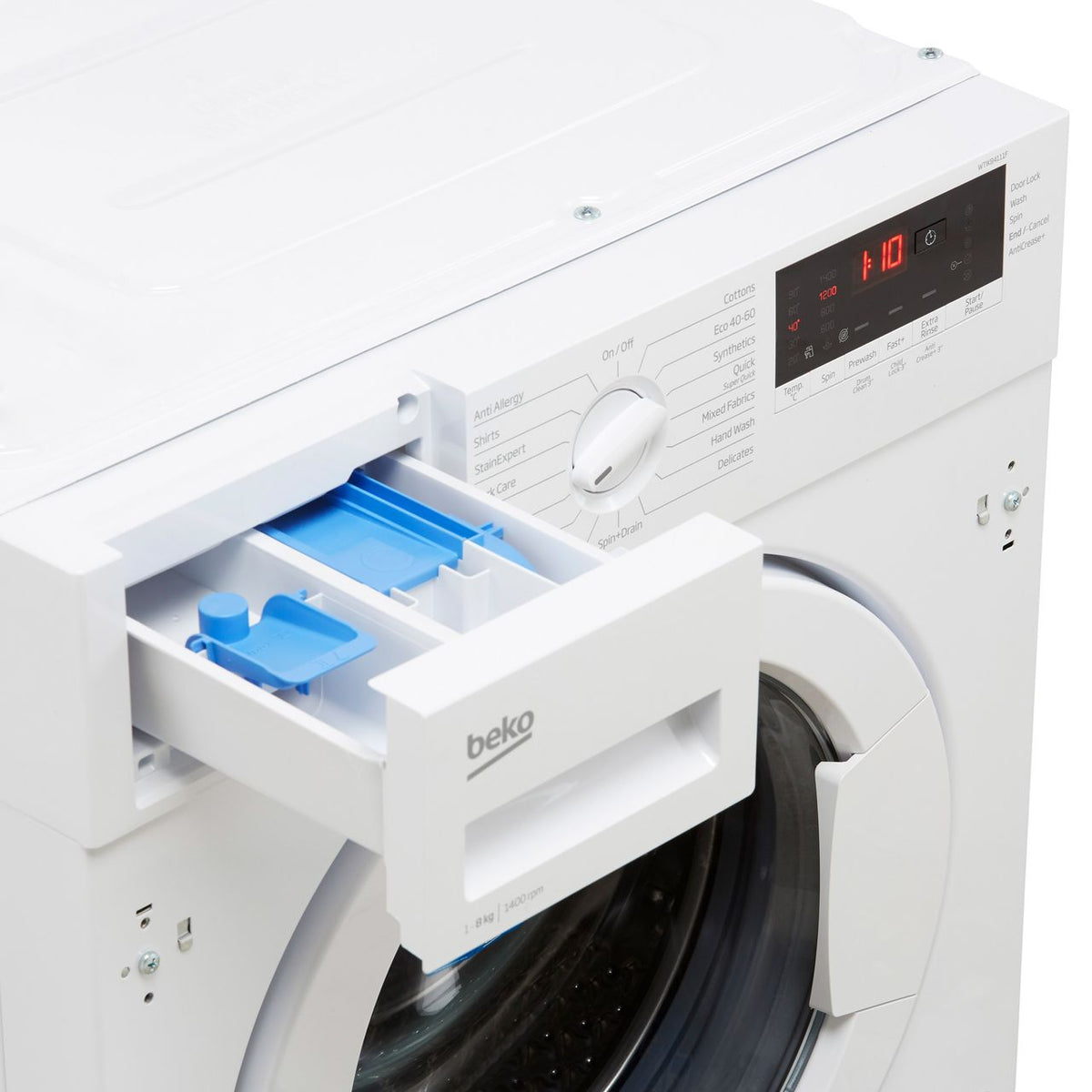 Beko RecycledTub® WTIK84111F Integrated 8kg Washing Machine with 1400 rpm - White - C Rated