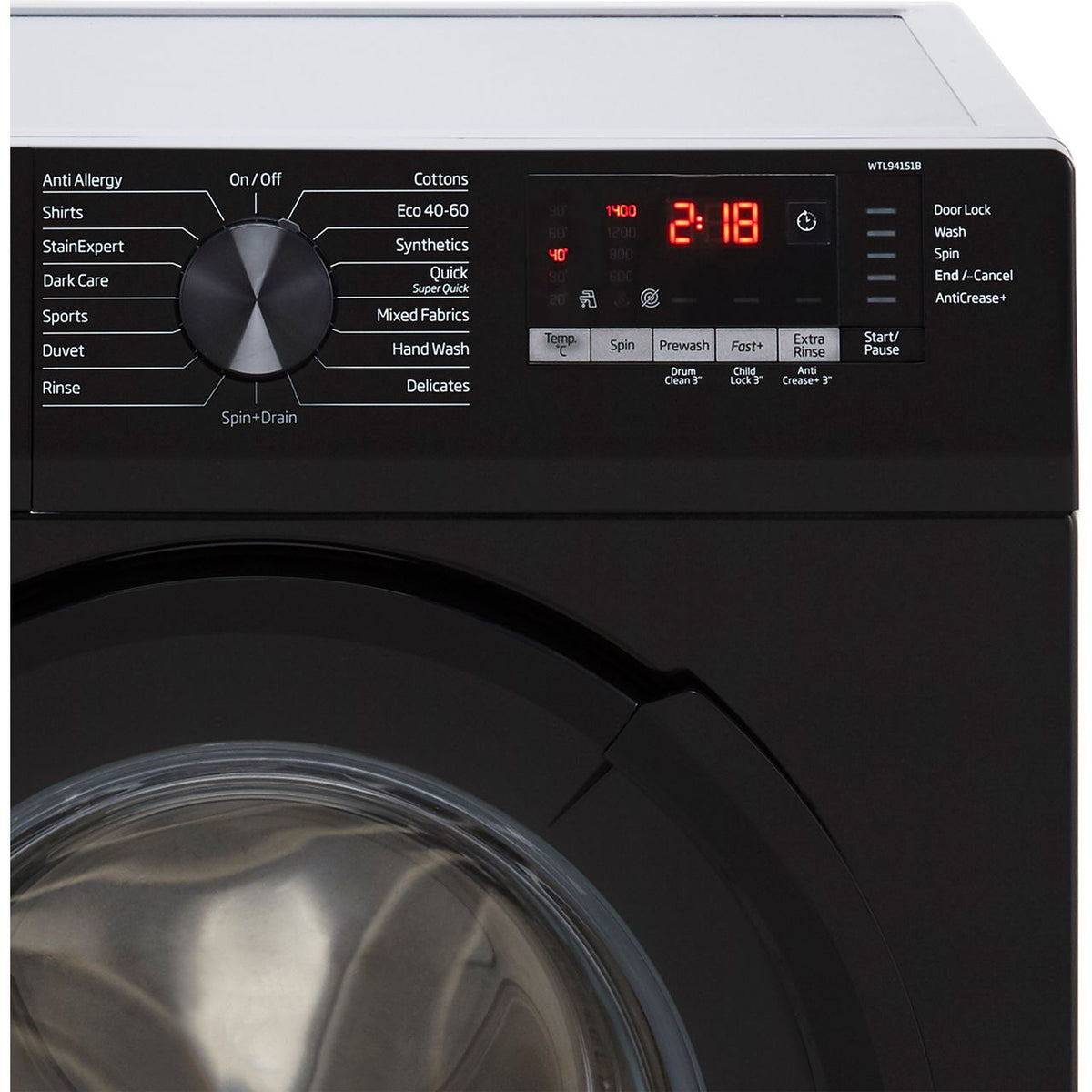 Beko WTL94151B 9kg Washing Machine with 1400 rpm - Black - B Rated