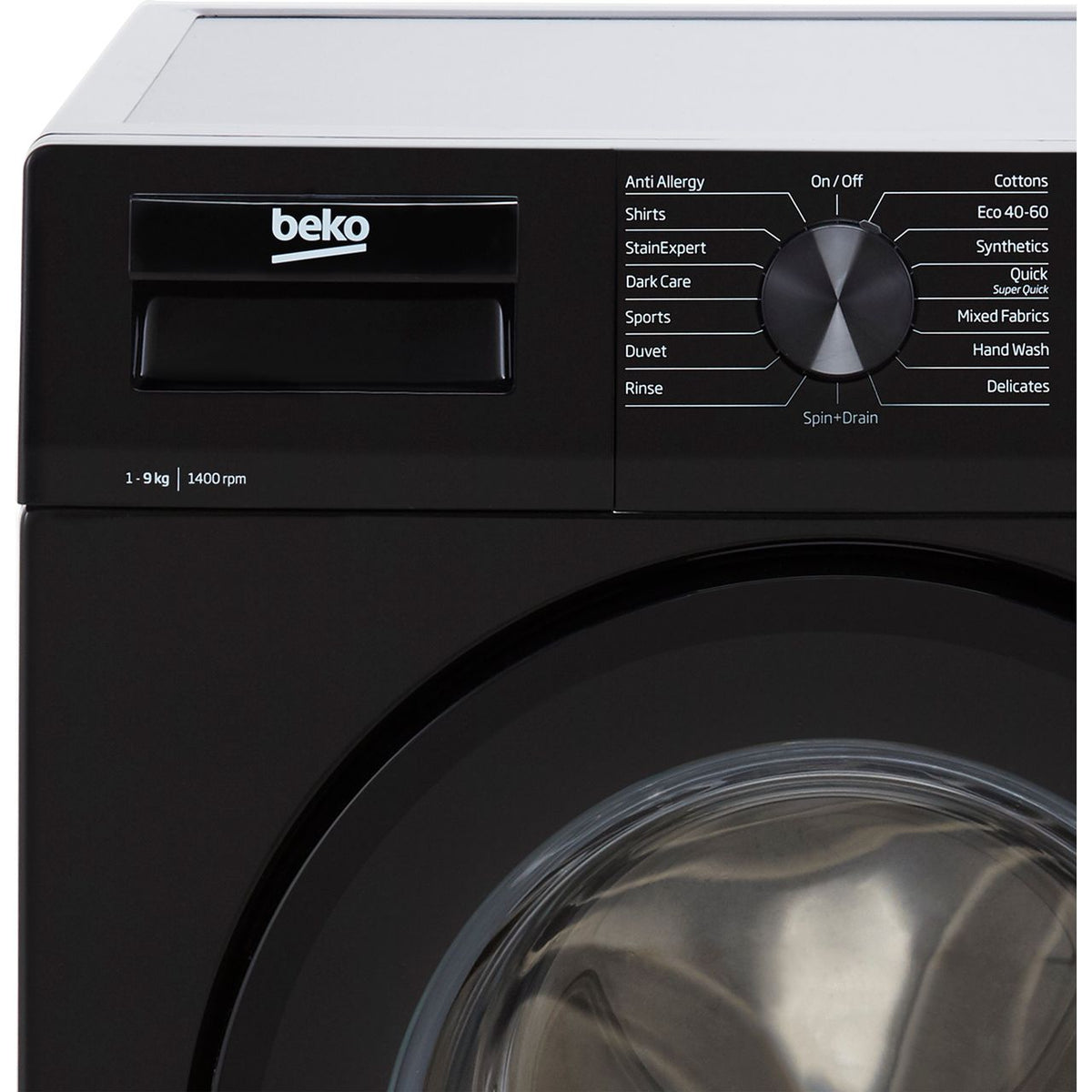 Beko WTL94151B 9kg Washing Machine with 1400 rpm - Black - B Rated