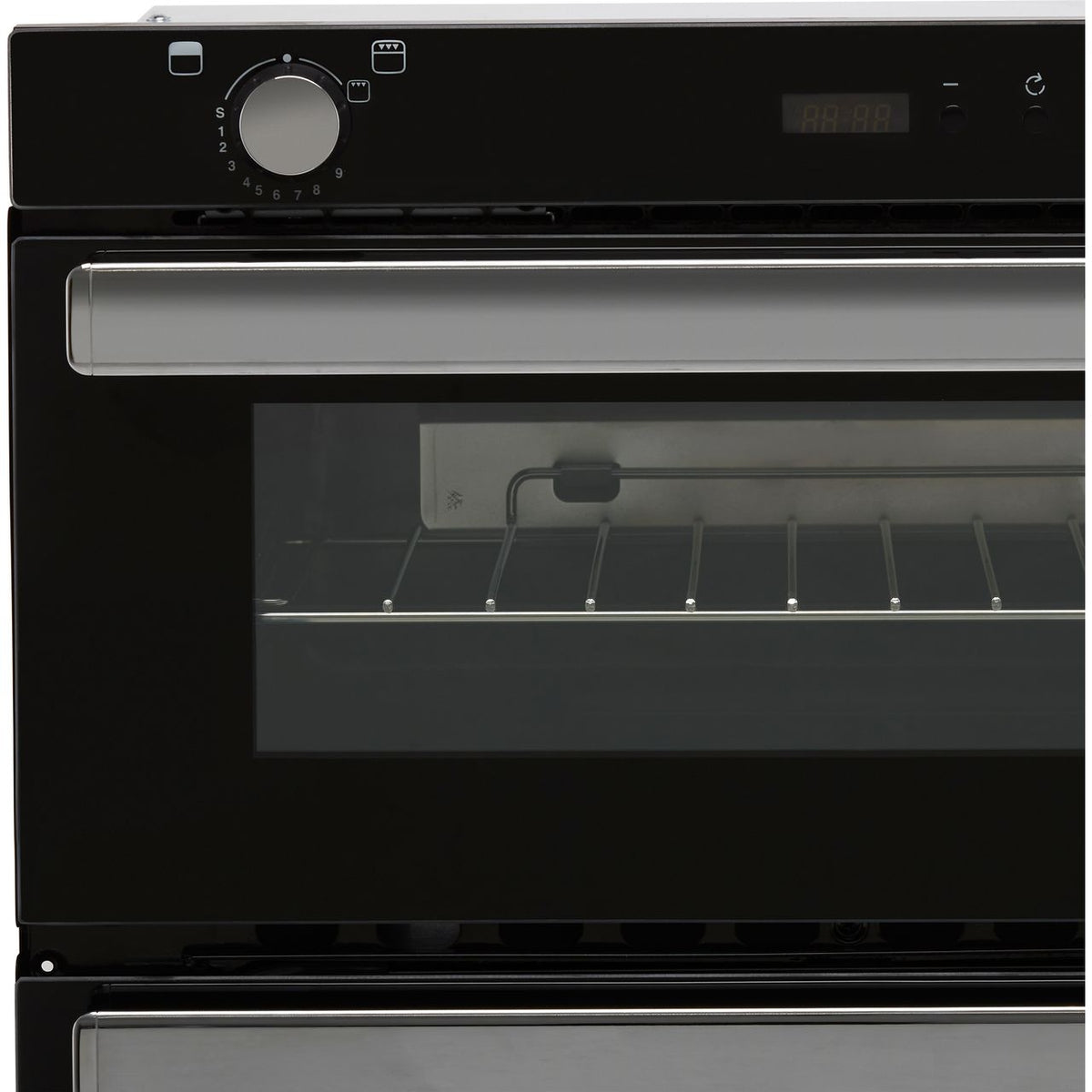 Belling BI702G Built Under Gas Double Oven with Full Width Electric Grill - Black - A-A Rated