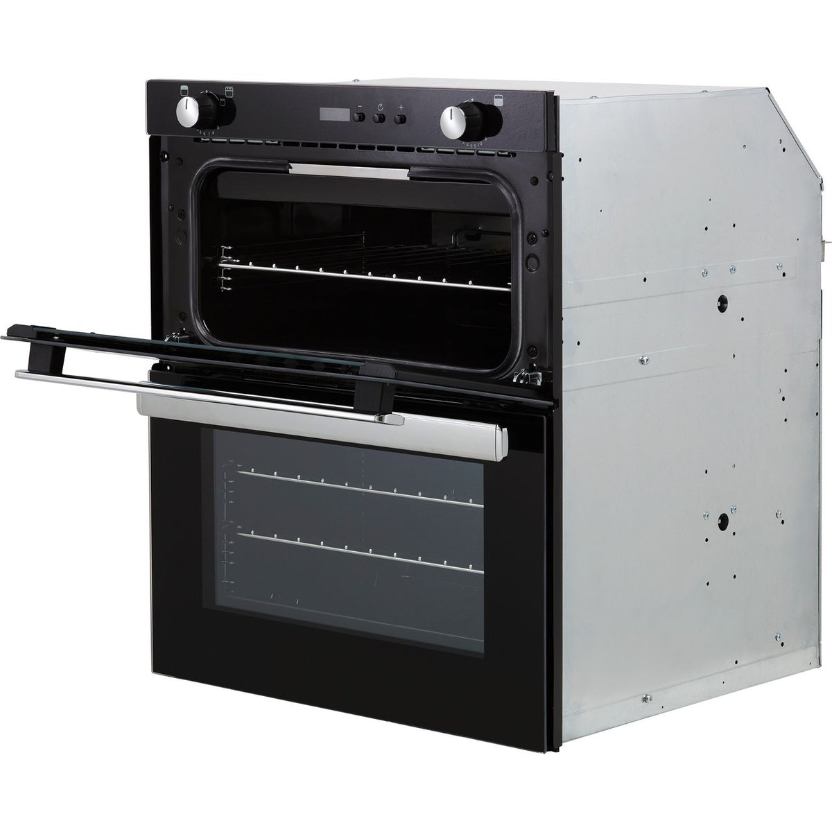 Belling BI702G Built Under Gas Double Oven with Full Width Electric Grill - Black - A-A Rated