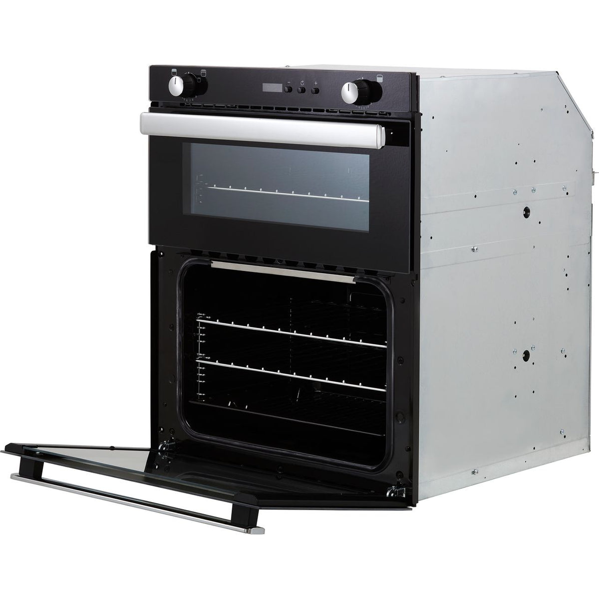 Belling BI702G Built Under Gas Double Oven with Full Width Electric Grill - Black - A-A Rated