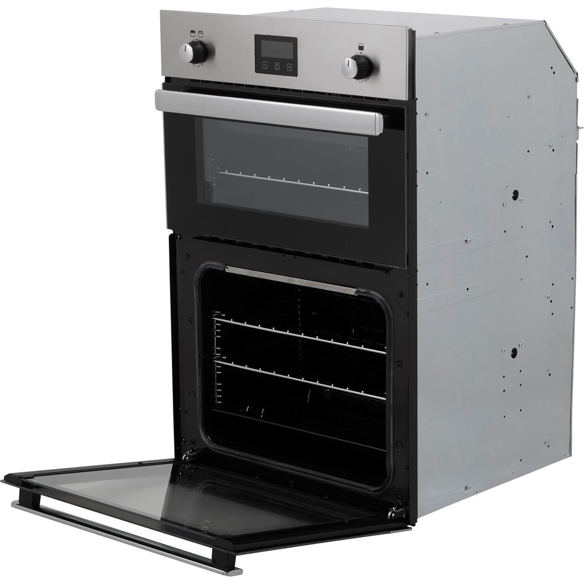 Belling BI902G Built In Gas Double Oven with Full Width Electric Grill - Stainless Steel - A-A Rated