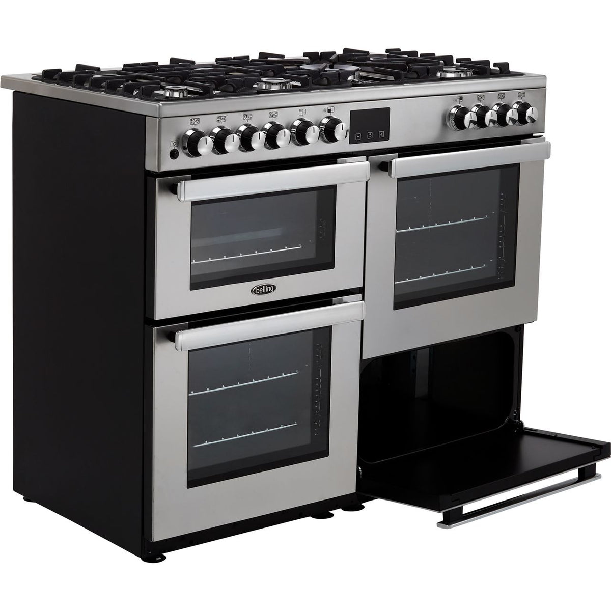 Belling Cookcentre100DFT Prof 100cm Dual Fuel Range Cooker - Stainless Steel - A-A Rated