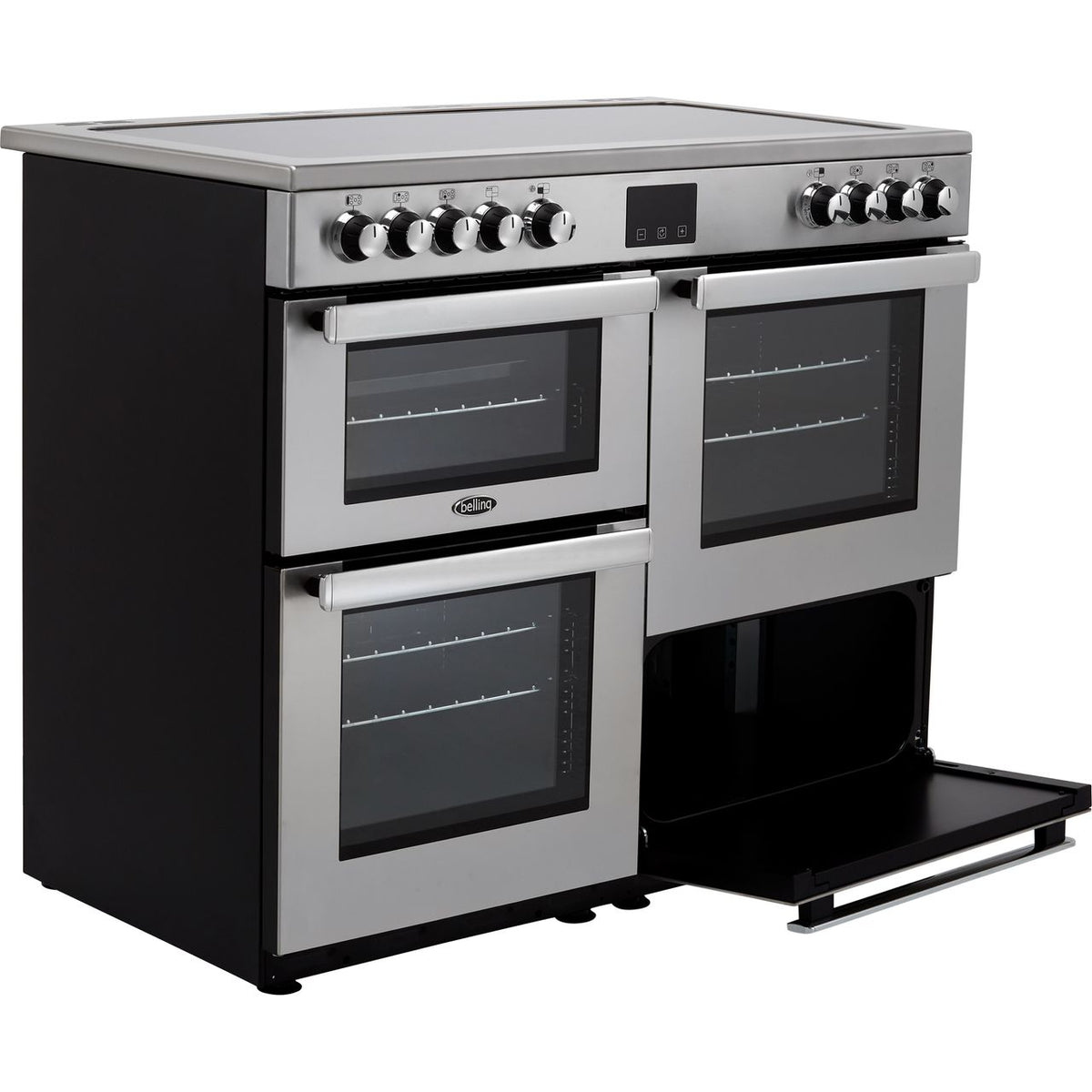 Belling Cookcentre100E Prof 100cm Electric Range Cooker with Ceramic Hob - Stainless Steel - A-A Rated