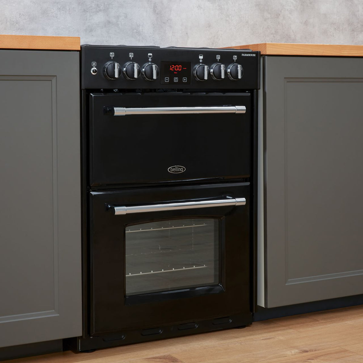 Belling Farmhouse60DF 60cm Dual Fuel Cooker - Black - A-A Rated