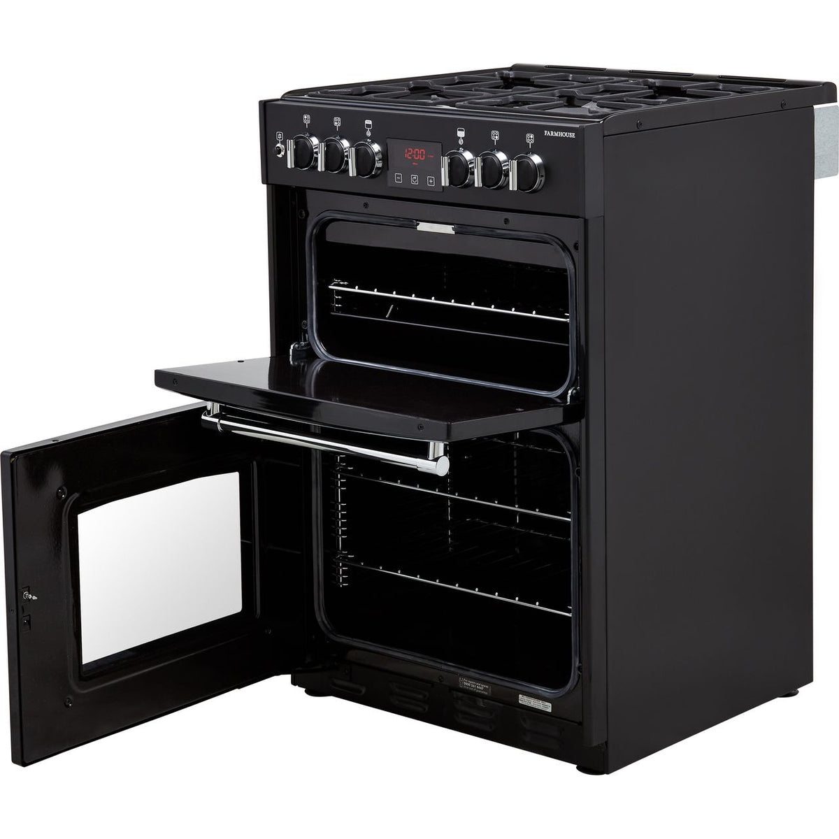 Belling Farmhouse60DF 60cm Dual Fuel Cooker - Black - A-A Rated