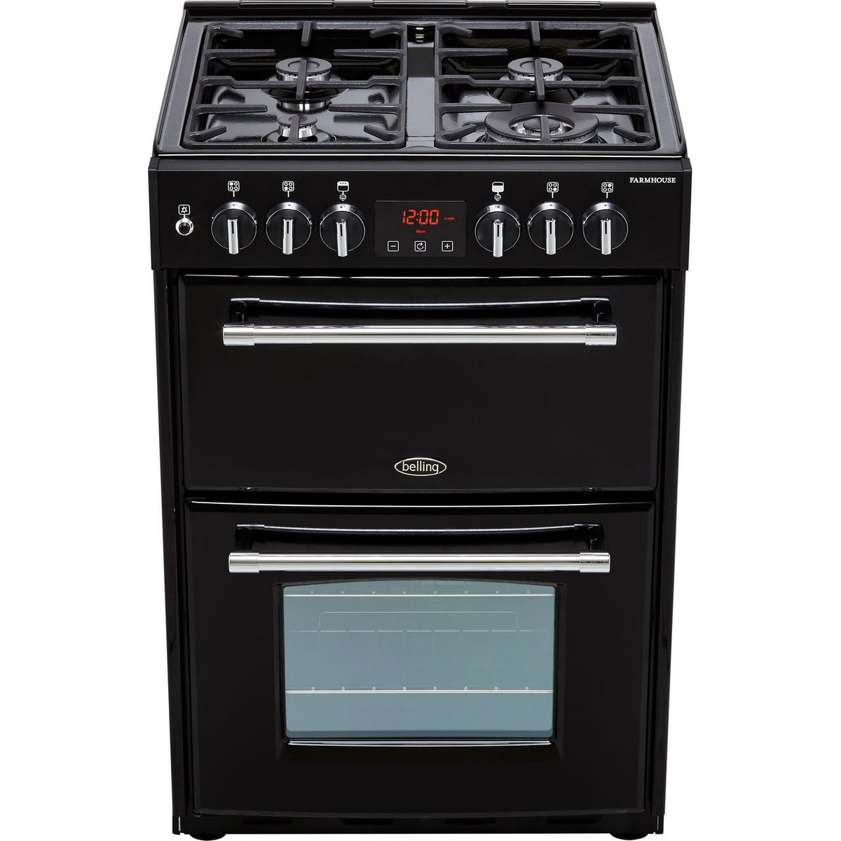 Belling Farmhouse60DF 60cm Dual Fuel Cooker - Black - A-A Rated